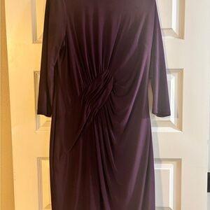 Adrianna Papell Purple Ruched Long Sleeve Sheath Dress